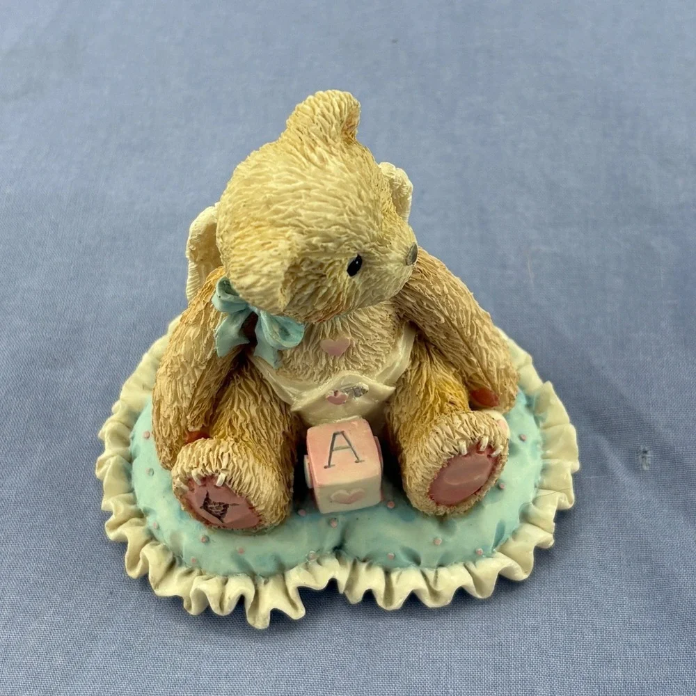 Cherished Teddies Figurine Little Bundle Of Joy Tan Angel Bear Heart Base 1994